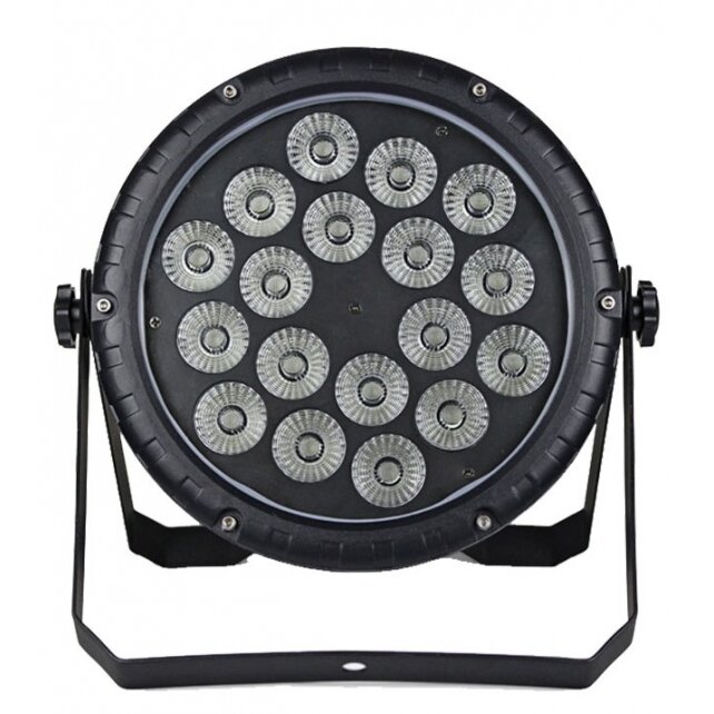 LED PAR prožektorius, 18x10W, RGBW, plokščias, vandeniui atsparus, 4in1 1