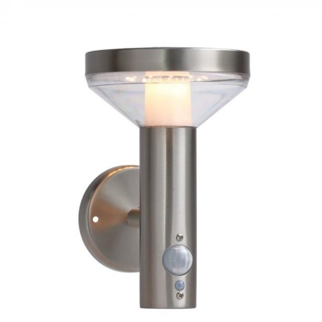 LED saulės sieninis Up šviestuvas, PIR jutiklis, poliruotas metalas, 2W, šilta balta šviesa 2 LED saulės sieninis Up šviestuvas, PIR jutiklis, poliruotas metalas, 2W, šilta balta šviesa 2