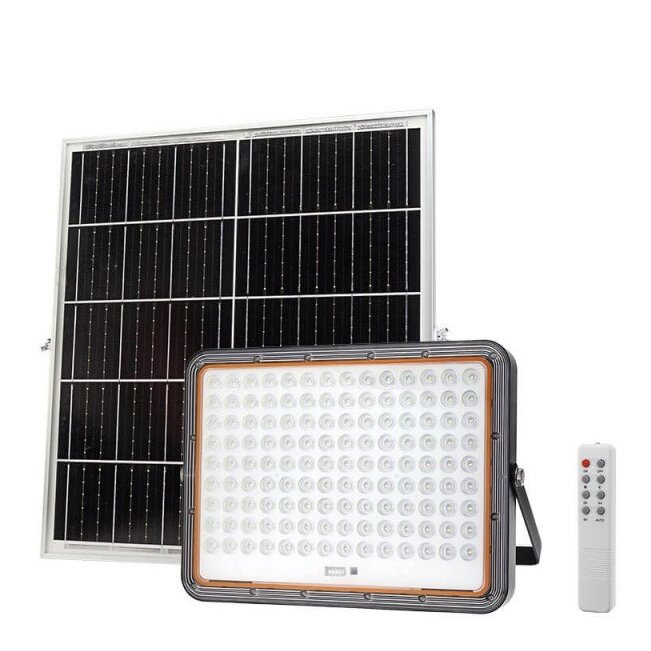 LED prožektorius, juodas, su saulės baterija, 30W, šalta balta šviesa 1