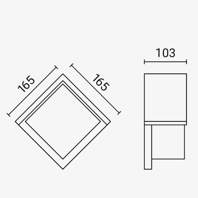 LED Wall Light, Black, Square, 12W, Neutral Light 3