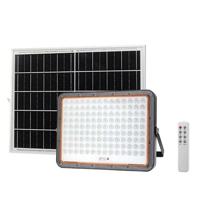 LED prožektorius, juodas, su saulės baterija, 25W, 3200Lm, šalta balta šviesa 1 LED prožektorius, juodas, su saulės baterija, 25W, 3200Lm, šalta balta šviesa 1