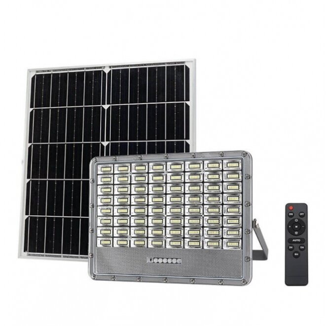 LED prožektorius, pilkas, su saulės baterija, 30W, 120°, šalta balta šviesa 3