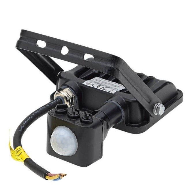 LED prožektorius, juodas, PIR jutiklis, 10W, 120°, šilta balta šviesa 2 LED prožektorius, juodas, PIR jutiklis, 10W, 120°, šilta balta šviesa 2