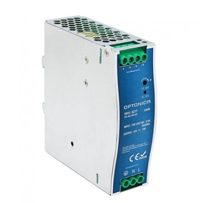 DIN Rail Power Supply, 120W, 12V, 10A 1