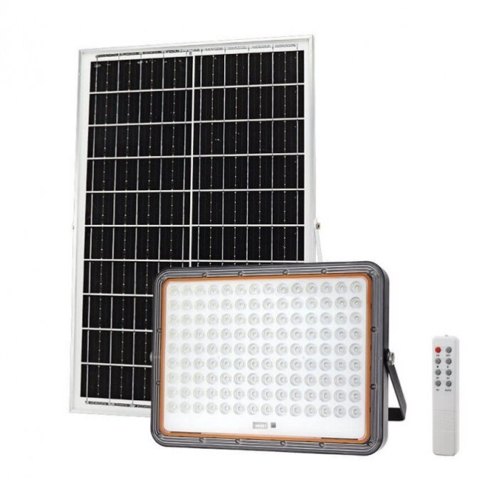 LED prožektorius, juodas, su saulės baterija, 40W, šalta balta šviesa 1