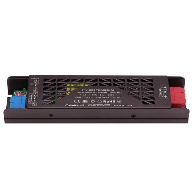 LED juostos maitinimo šaltinis, 200W, 12V, 16.5A, tylus 1