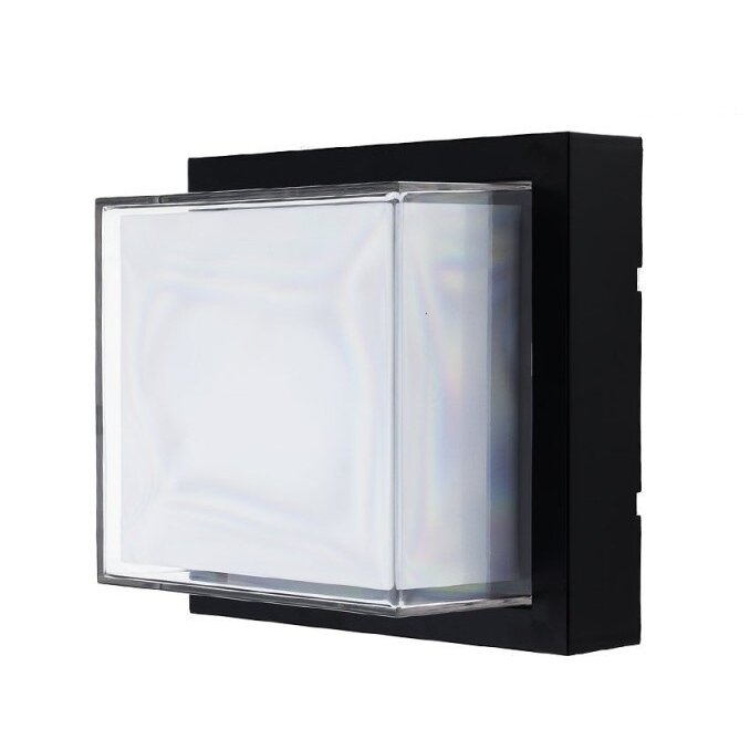 LED sieninis šviestuvas, juodas, kvadratinis, 12W, 145°, neutrali balta šviesa 1 LED sieninis šviestuvas, juodas, kvadratinis, 12W, 145°, neutrali balta šviesa 1