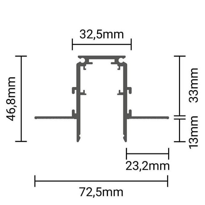LED Magnetic Track System R20B, width 2.5cm, Built-In, Black, length 1.5m 4