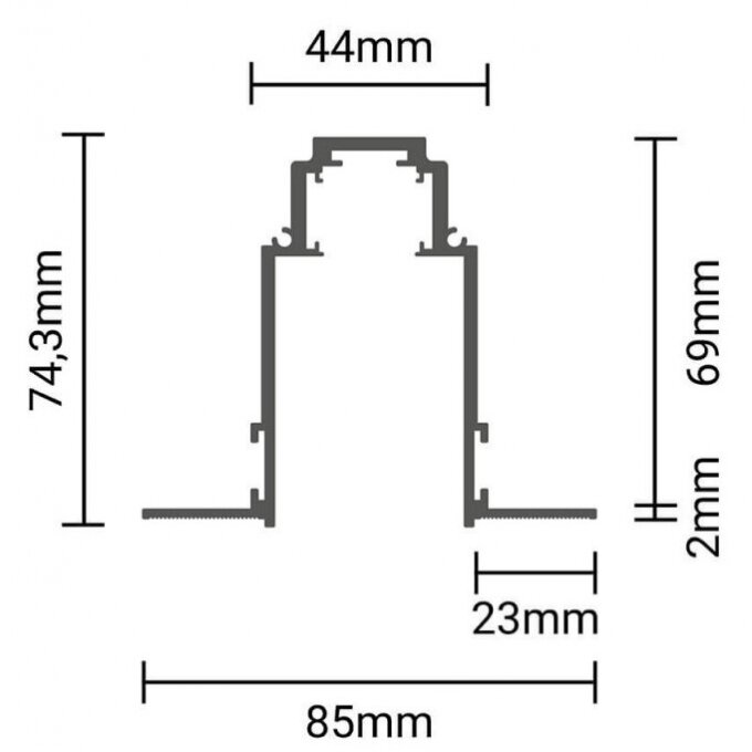 LED Magnetic Track System R35, width 3.5cm, Built-In, White, length 1m 4