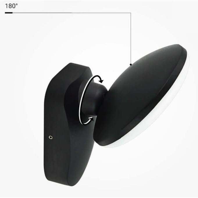 LED sieninis šviestuvas, juodas, apvalus, pasukamas, 12W, šilta balta šviesa 2