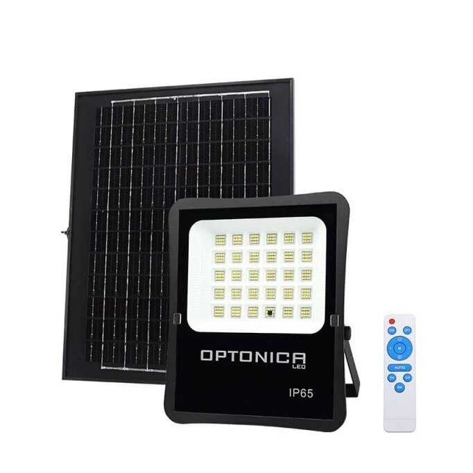 LED Floodlight, Black, with Solar Panel, 25W, 2200Lm, White Light 1
