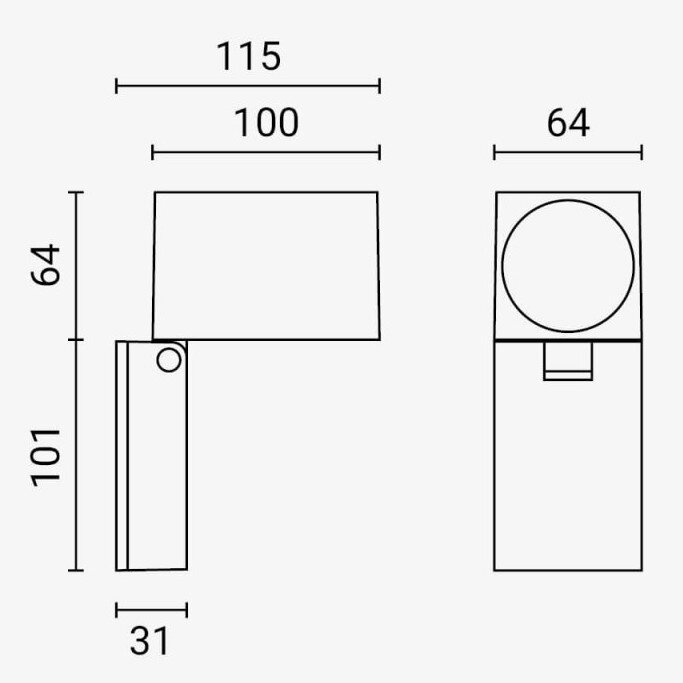 LED Wall Lamp, Silver, Rectangular, 1 Socket, Max 35W 2