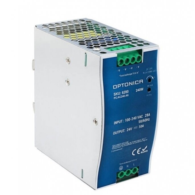 LED maitinimo šaltinis, 240W, 24V, 10A, DIN 1