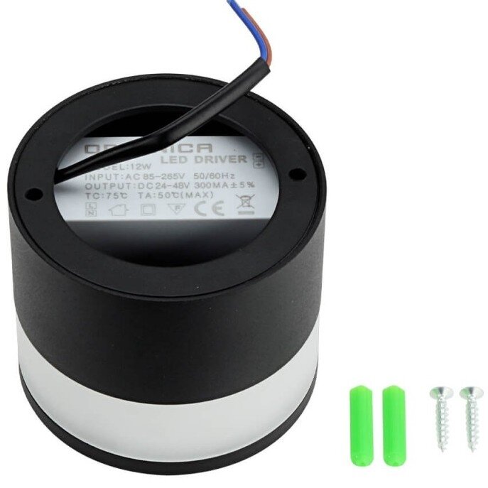 LED Surface Downlight, 12W, Round, Black 1