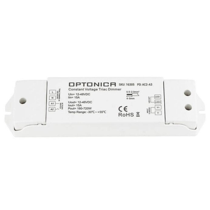 LED TRIAC Dimmer, 12-48V, 15A/1Ch 1