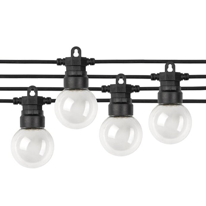 LED lauko girlianda, juoda, 13m, 20 lizdų, 6W, šalta balta šviesa 1