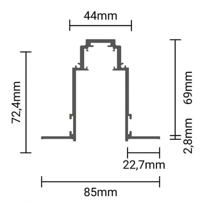 LED Magnetic Track System R35, width 3.5cm, Built-In, Black, length 1.5m 2