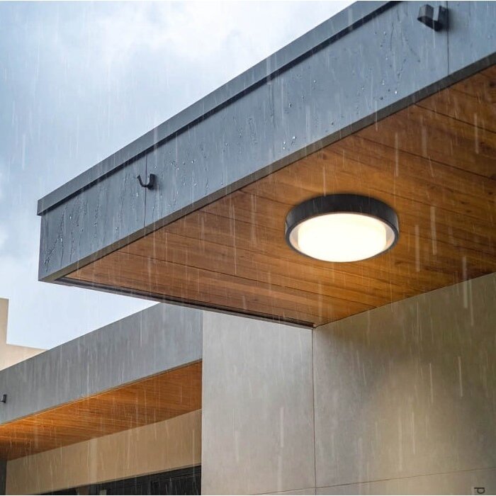 LED Outdoor Ceiling Light, Black, 30W, Warm Light 4