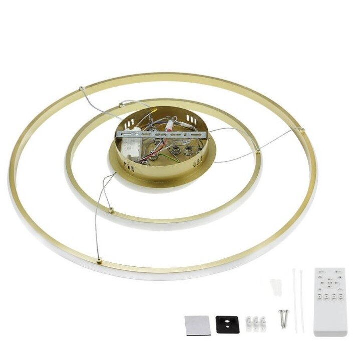 LED Pendant Lamp, 78W, Brushed Gold, Dimmable, Remote Control, CCT 1