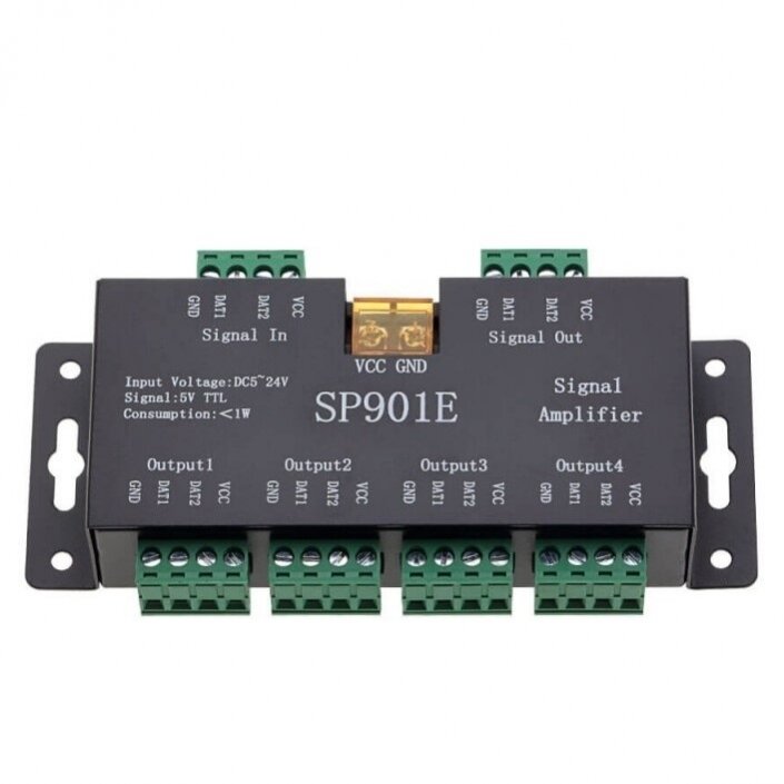 LED SPI stiprintuvas SP901E, 5-24V, 2x4 SPI 1
