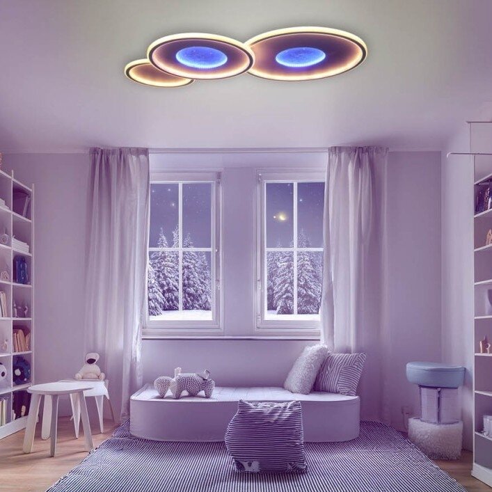 LED lubų šviestuvas, 106W, juodas smėlis, šilta balta šviesa 4