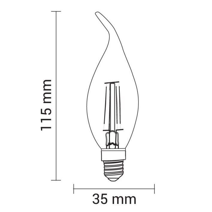 LED lemputė E14 C35 4W, tip, neutrali balta šviesa 1