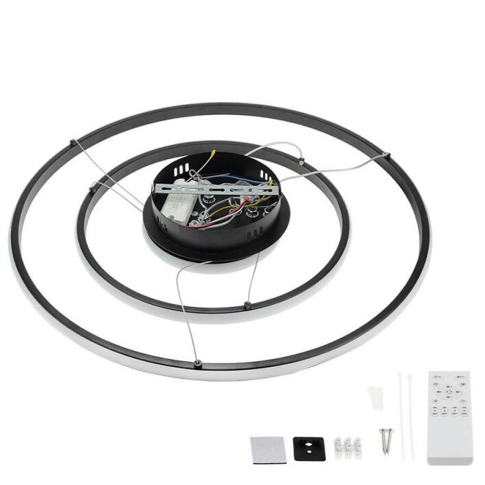 LED Pendant Lamp, 78W, Black, Dimmable, Remote Control, CCT 3