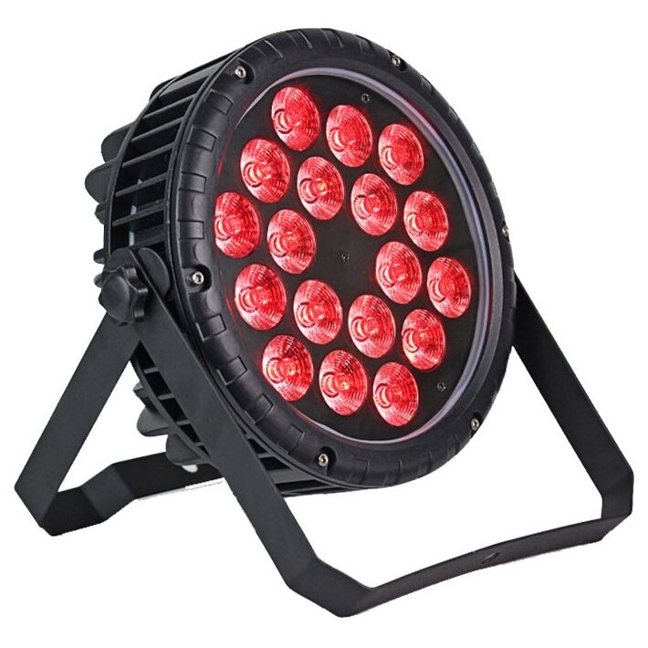LED PAR prožektorius, 18x10W, RGBW, plokščias, vandeniui atsparus, 4in1