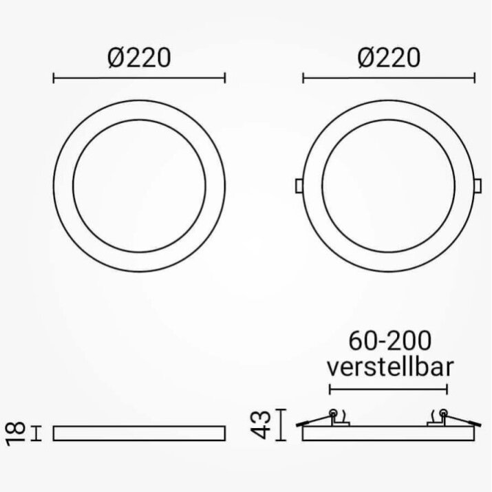 LED Backlit Surface Panel, Round, Black, PIR Sensor, 10/15/18W, CCT 3