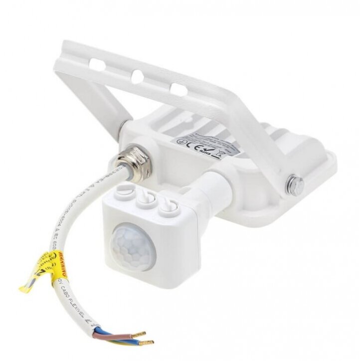 LED prožektorius, baltas, PIR jutiklis, 10W, 120°, šilta balta šviesa 2 LED prožektorius, baltas, PIR jutiklis, 10W, 120°, šilta balta šviesa 2