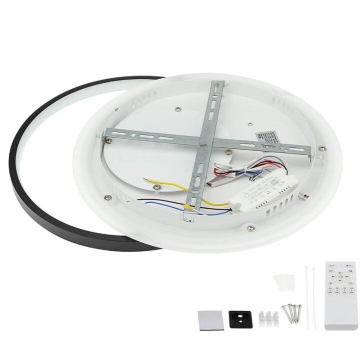 LED Ceiling Lamp, 54W, White/Black, Dimmable, Remote Control, CCT 3