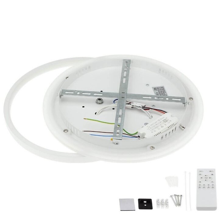 LED Ceiling Lamp, 54W, White/Wood, Dimmable, Remote Control, CCT 3