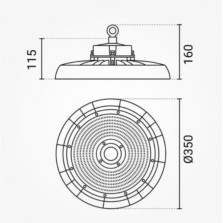 LED Ufo aukštuminis šviestuvas, 90°, 150Lm/W, 200W, neutrali balta šviesa 4 LED Ufo aukštuminis šviestuvas, 90°, 150Lm/W, 200W, neutrali balta šviesa 4
