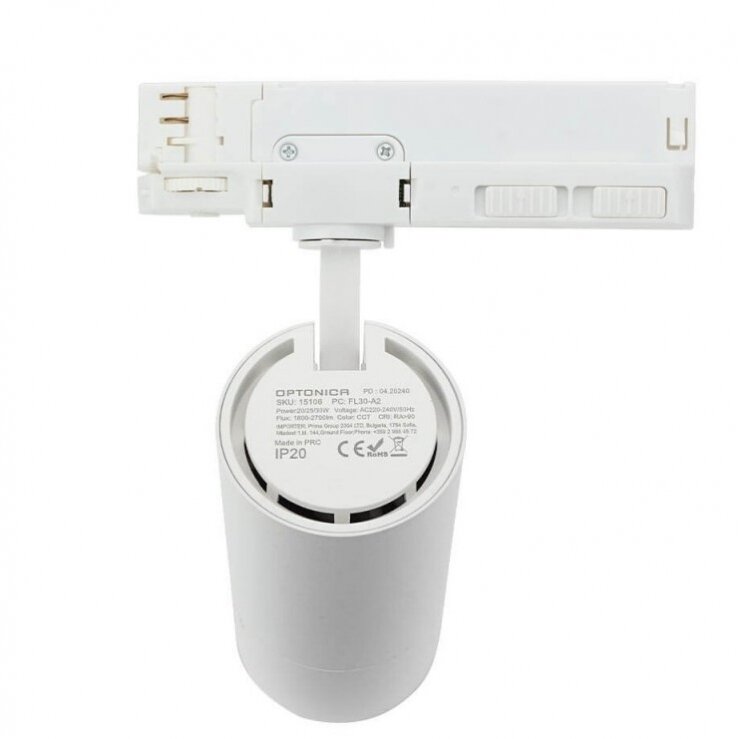 LED bėginis šviestuvas, 3F, 20W/25W/30W, 90Lm/W, baltas, CCT spalvos 2