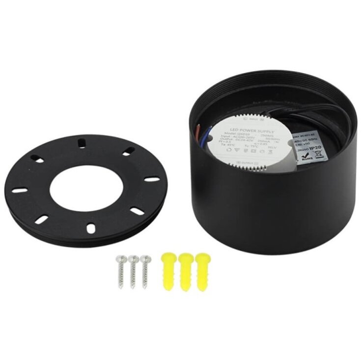 LED lubų šviestuvas, 10W, juodas, šilta balta šviesa 1 LED lubų šviestuvas, 10W, juodas, šilta balta šviesa 1