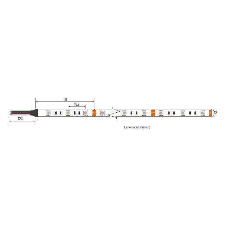 LED Strip 16W/m, 1600Lm/m, 12V, 3 Years Warranty, RGB 3