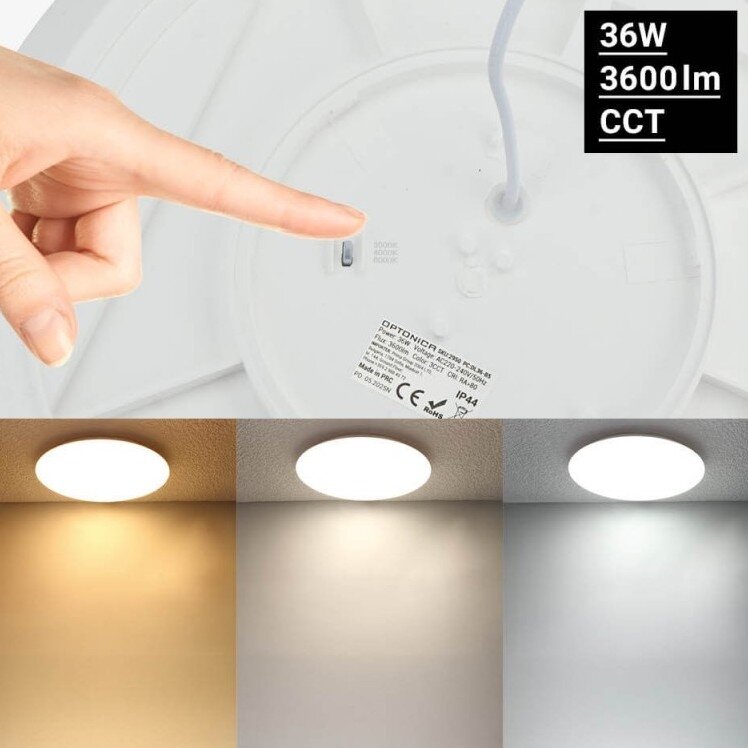 LED Ceiling Light, White Body, 36W, 3CCT 3