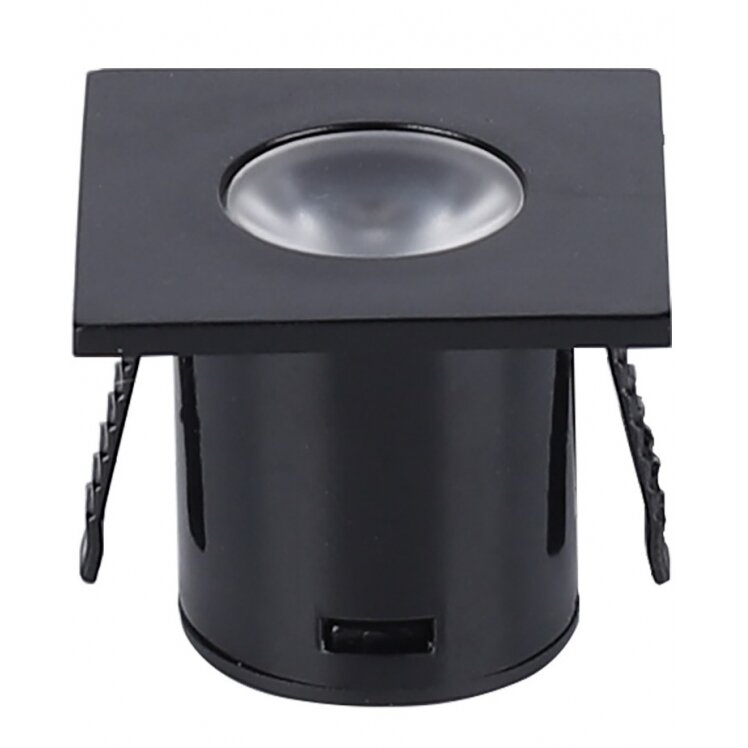 LED šviestuvas, kvadratinis, juodas, 1W, šilta balta šviesa