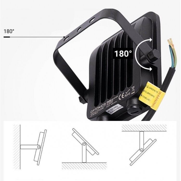 LED prožektorius, juodas, 20W, šilta balta šviesa 2