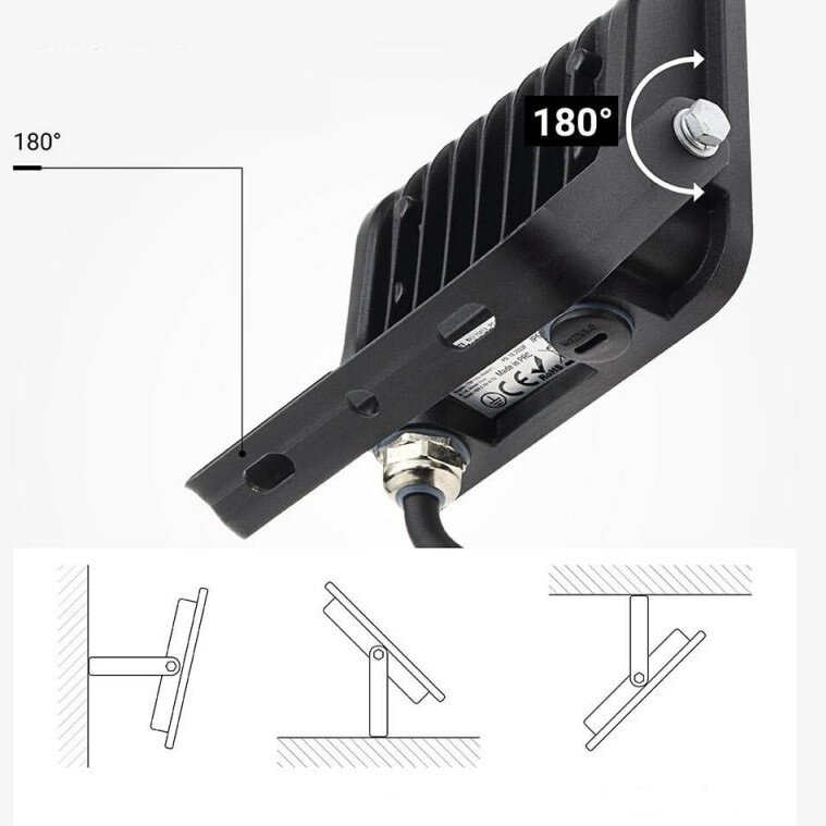 LED prožektorius, juodas, 90Lm/W, 20W, šilta balta šviesa 3