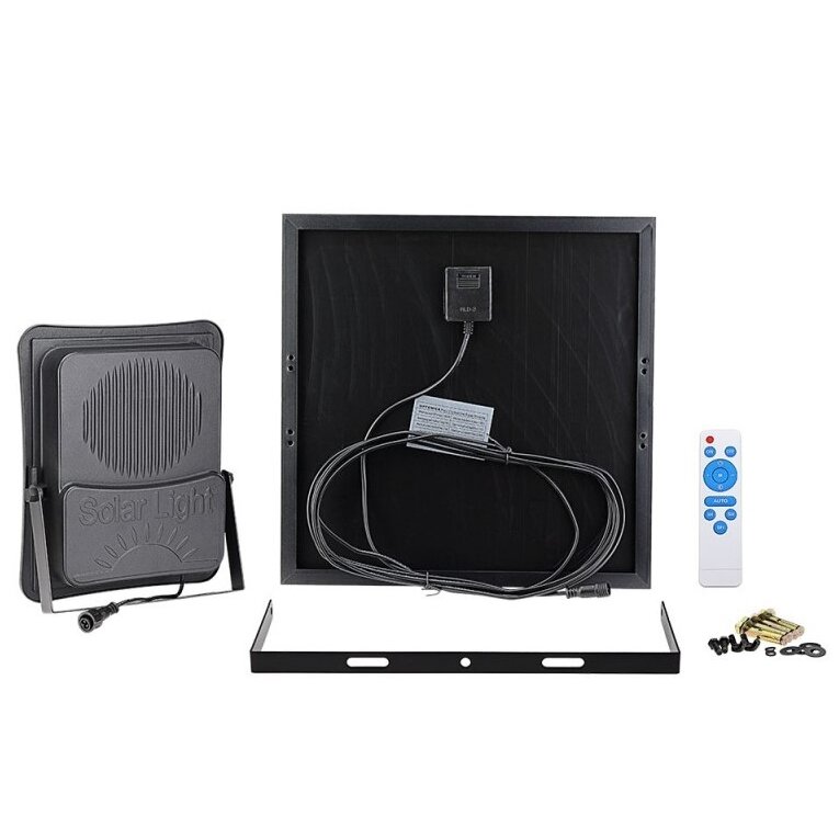 LED Floodlight, Black, with Solar Panel, 20W, 1600Lm, White Light 2