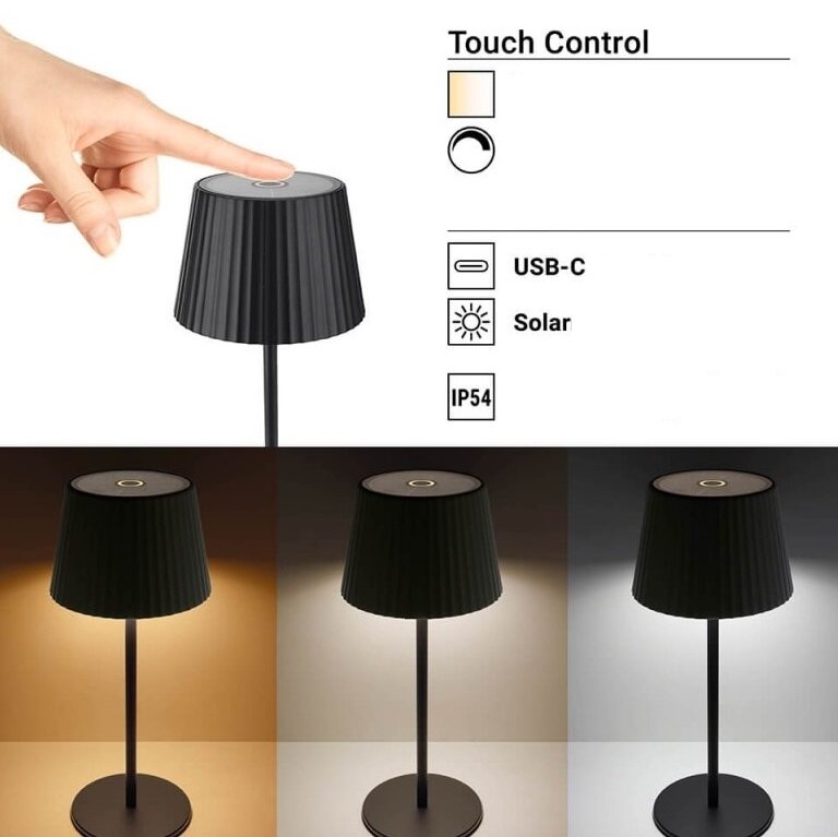 LED Rechargeable Solar Table Lamp, 2.5W, Chrome 2