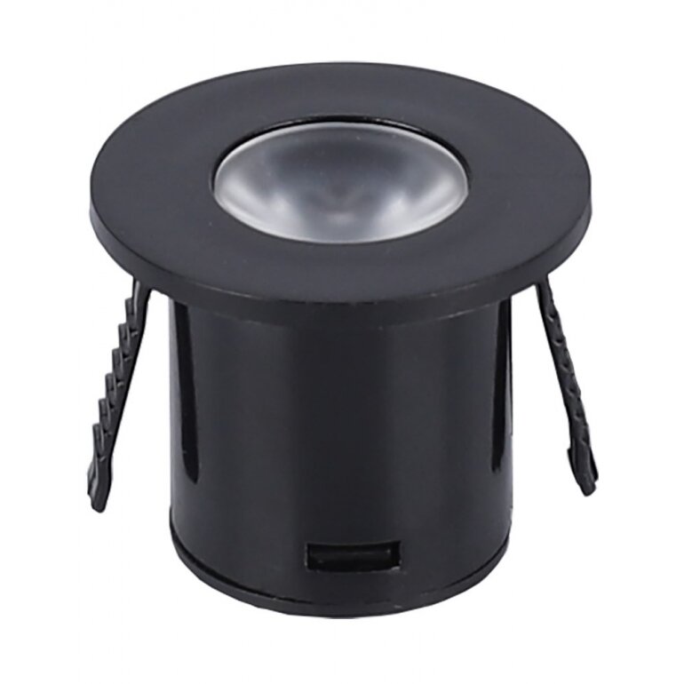 LED šviestuvas, apvalus, juodas, 1W, šilta balta šviesa