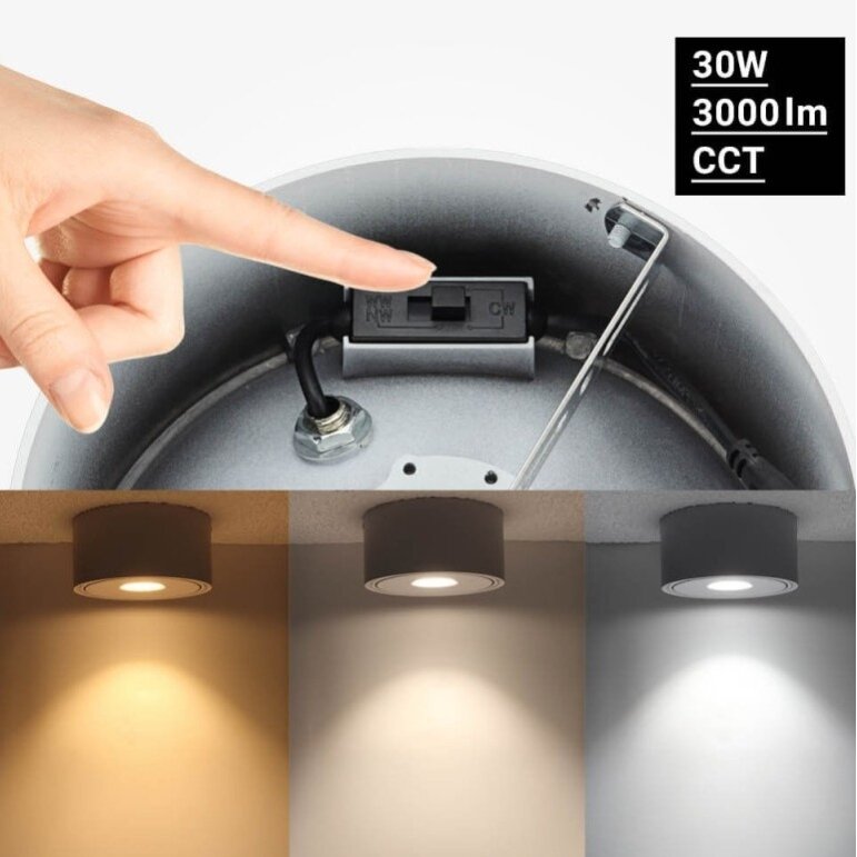 LED Downlight, 30W, Round, Rotatable, White, CCT 3