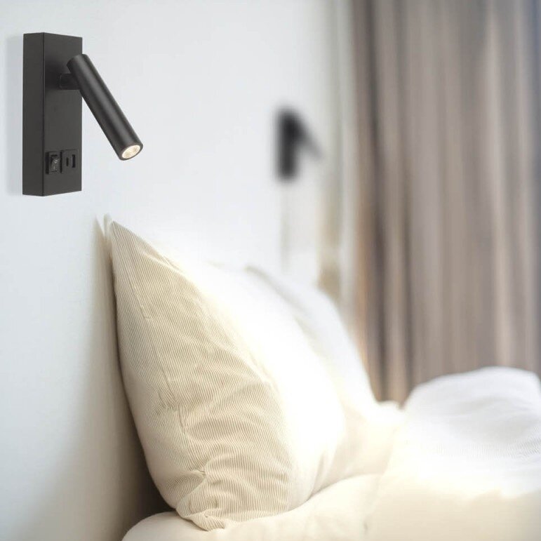 LED Cabinet Light, 2W, ON/OFF-Switch, USB, Black, Warm Light 5