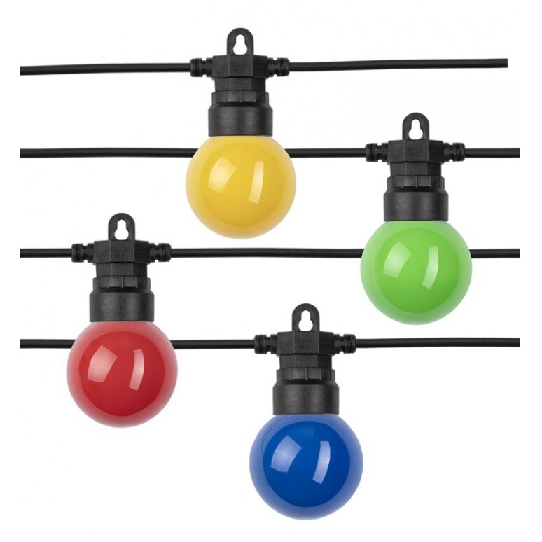 LED Outdoor String Light, Black, 13m, 20Pcs., 6W, Colorful 1