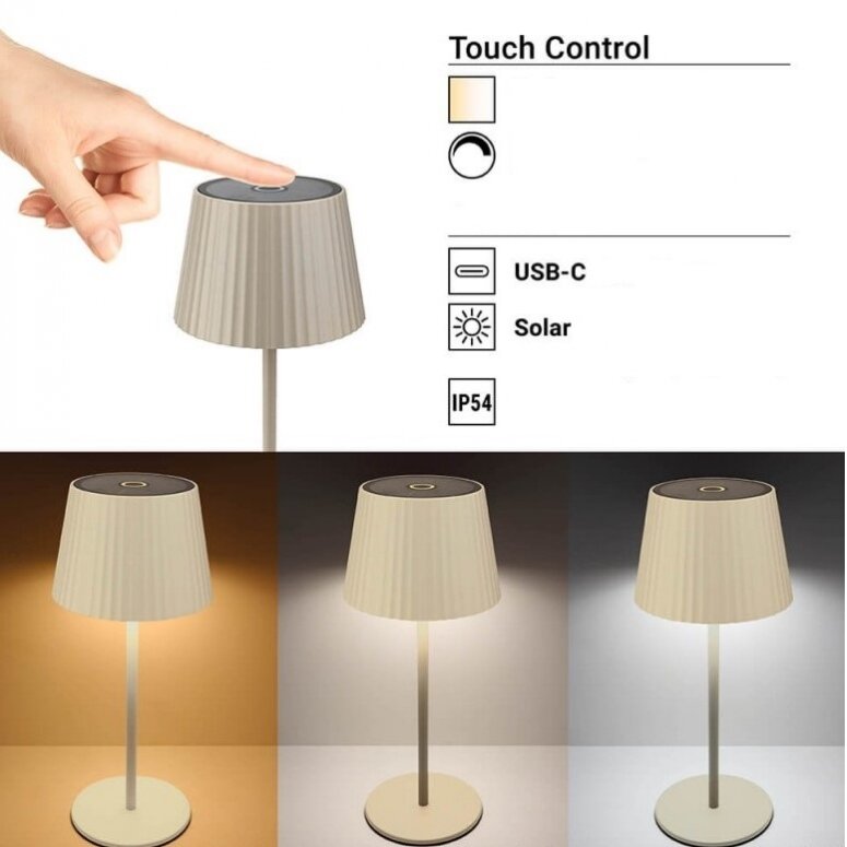 LED Rechargeable Solar Table Lamp, 2.5W, CCT 3000K-6000K 2
