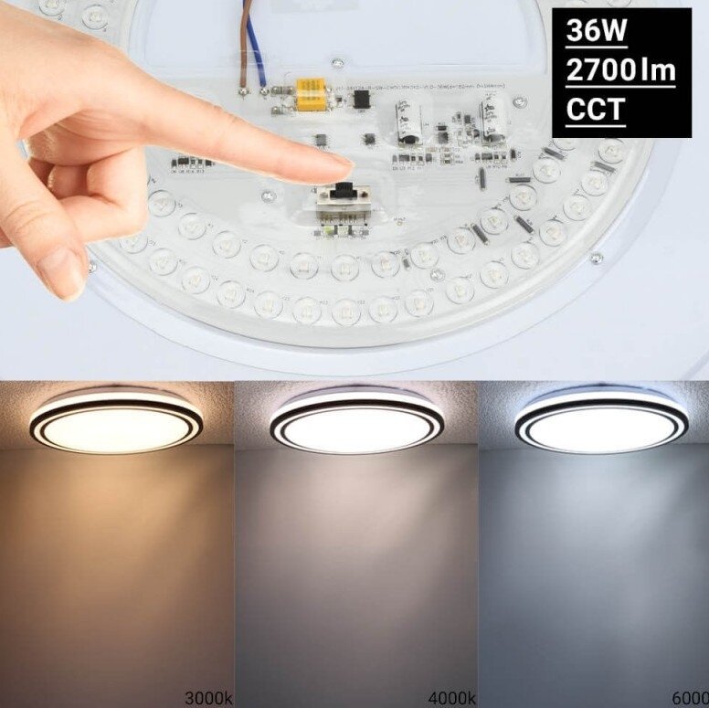 LED Ceiling Light, 36W, White/Black, CCT Light 3