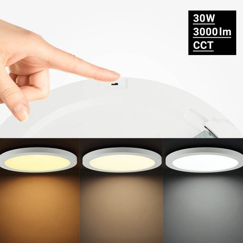 LED paviršinė panelė, apvali, plona, 30W, CCT šviesa 3