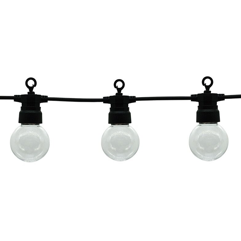 LED Outdoor String Light, Black, 8m, 10Pcs., 3W, White Light